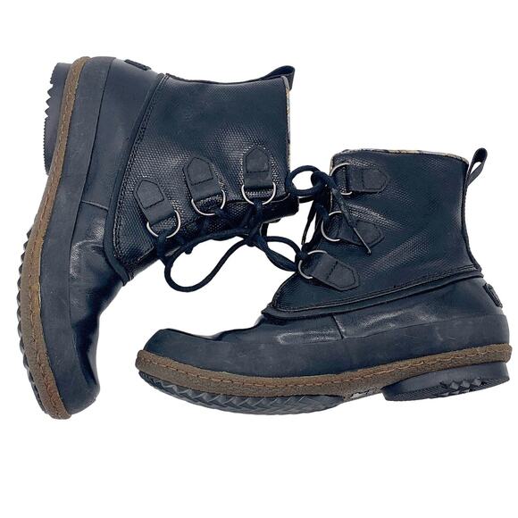 Sorel Joplin Waterproof Lace Up Slick Shine Rain Duck Boot Black Brown 7.5 - Picture 7 of 13